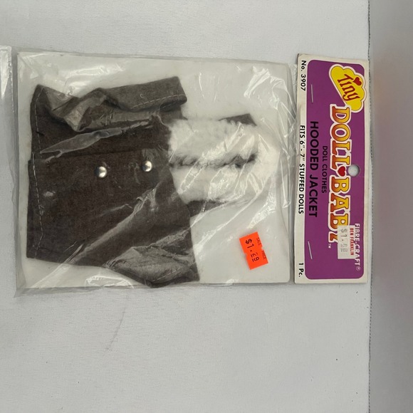 Vintage Tiny Doll Baby Doll Clothes Hooded Jacket Fits 6 7 Stuffed Dolls - Picture 1 of 4